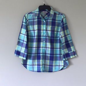 JCP gingham patterned button up top